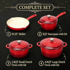 QuliMetal Enameled Cast Iron Cookware Set, 4-Piece Pots and Pans Set - Image 2