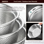 GEDO 304 Stainless Steel Colander Set, 3 Pack Kitchen Food Strainer - Image 4