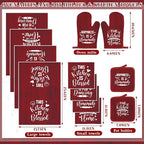 12 Pcs Farmhouse Kitchen Decor Sets 4 Red Kitchen Hand Towels 4 Dish Clothes 2 - Image 3