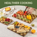 THETCHRY Bamboo Cutting Board Set, Checkered Wood Cutting Boards - Image 8