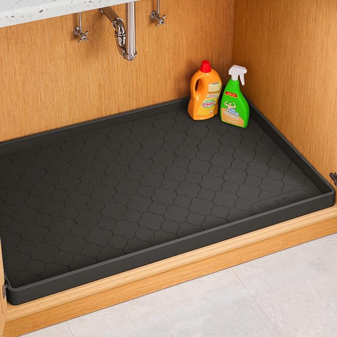 Jin&Bao Waterproof Under Sink Mat 40" x 22", Thick Silicone Mat Cabinet by Jin%26Bao