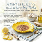 Sunflower-Shaped 2pcs Ceramic Grater Plate & Spoon Rest - Image 3