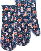 Oven Mitts Set of 2 with Transparent Clear Silicone Shell and Nice cat Printing by REDLMLDETA
