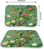 Chinoiserie Dish Drying Mat 18 x 24 Inch Vintage Green Bird Floral Drying Mat - Image 3