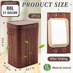 2 Pack 21 Gallon Bamboo Slim Trash Can - Image 2