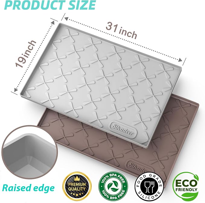 SIKADEER 31" x 19" Under Sink Mat Waterproof, Silicone Mat Kitchen Drawer Shelf - Image 3