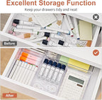 SMARTAKE 6 PCS Clear Plastic Drawer Organizers Set, Large Size Non-Slip Desk - Image 4