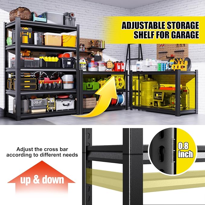 Set of 7, Adjustable Heavy Duty Metal Shelving Unit and Storage Large Rack - Image 4