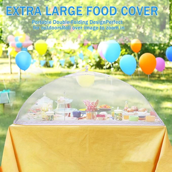 JULBEAR 4 Pcs Extra Large Mesh Food Cover Tent Umbrella Food Screen Covers - Image 5