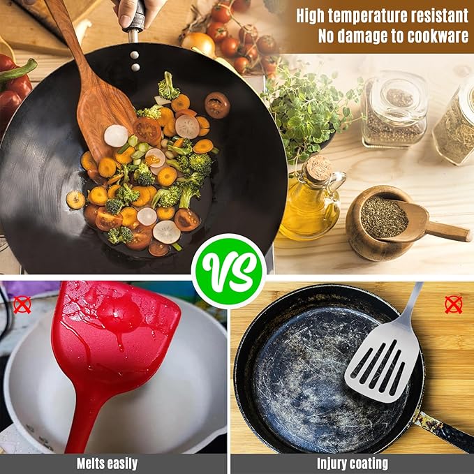 Mooues Wooden Spoons for Cooking, Wooden Utensils for Cooking Natural Teak - Image 3