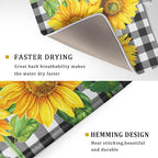 Sunflower Dish Drying Mat for Kitchen Counter Black White Buffalo Plaid - Image 3