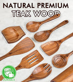 Wooden Spoons for Cooking, Comfortable Grip Wooden Cooking Utensils Set - Image 2