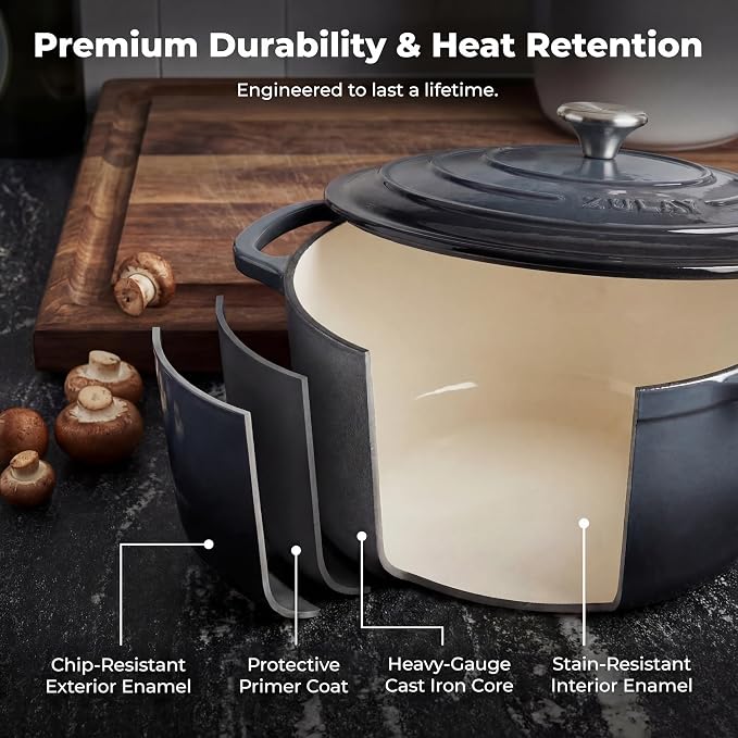Zulay Kitchen 5 Quart Enameled Cast Iron Dutch Oven Pot - Image 5