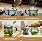 Glass Tea Cup with Infuser and Lid, 17.6oz/520ml Large Borosilicate Teacup - Image 8