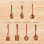 7 PCS Wooden Spoons for Cooking Natural Teak Kitchen Utensils Smooth Non-Stick - Image 6