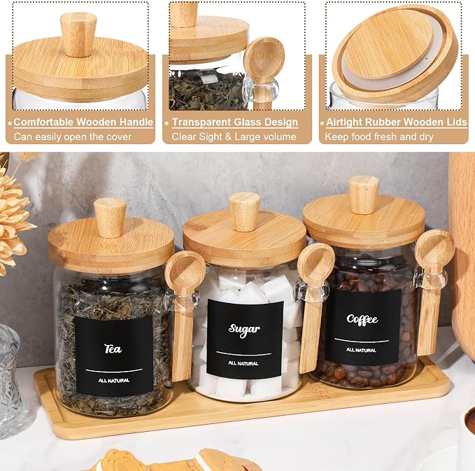 Suclain 3 Pcs Glass Coffee Container - Image 3