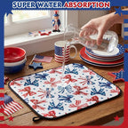 Breling Patriotic Dish Drying Mat 4th of July Kitchen Drying Mat 16 x 18 Inch - Image 5
