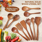 Wooden Spoons for Cooking, Comfortable Grip, Heat Resistant Kitchen Utensils - Image 8