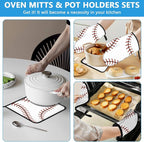 Baseball Oven Mitts and Pot Holders Sets Heat Resistant 4Pcs Potholders Oven - Image 6