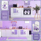 Fourluoo 10 Pcs Lavender Kitchen Decor Set Lavender Kitchen Towels Rugs Oven - Image 4