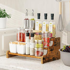 KLM 3-Tier Spice Rack, 13.8 Inch Wood Step Shelf Countertop Spice Storage Holder - Image 2