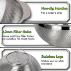 304 Stainless Steel Colander, 5 QT Large Capacity and 5QT Mixing Bowl, 2mm - Image 5