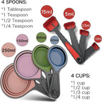Collapsible Silicone Soft Measuring Cups and Measuring Spoons, 8 pieces - Image 2