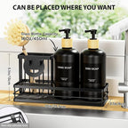 Moforoco Kitchen Dish Soap Dispenser Set, 16OZ Glass Bottle, Hand and Dish Soap - Image 3
