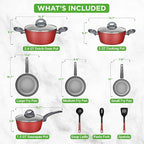 NutriChef 12-Piece Nonstick Kitchen Cookware Set-PTFE/PFOA/PFOS-Free Heat - Image 3