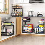 PXRACK Under Sink Organizer, Adjustable Height, 2 Tier Pull Out Under Cabinet - Image 8