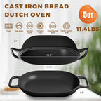 Oval Dutch Oven for Bread Baking 12 x 8 Inch, Pre-Seasoned Cast Iron Bread Oven - Image 3