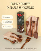 8-Piece Natural Teak Wood Utensil Set - Image 5