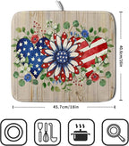 Independence Day Dish Drying Mat 16x18 inch Patriotic Love Heart Fast Dry - Image 2