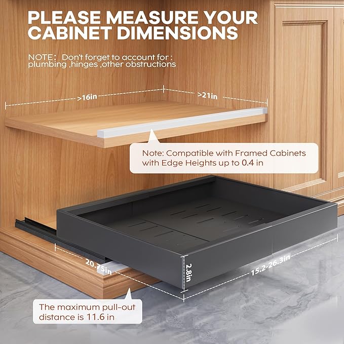 Seinloes 4 Pack Expandable Width Pull Out Cabinet Organizer 21" Deep - Image 4