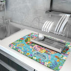 Flower Map Dish Drying Mat Colorful Floral Microfiber Large Dish Drying Pad - Image 5