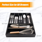 Bellsal Bamboo Silverware Drawer Organizer, Utensil Kitchen Drawer Organizer - Image 3