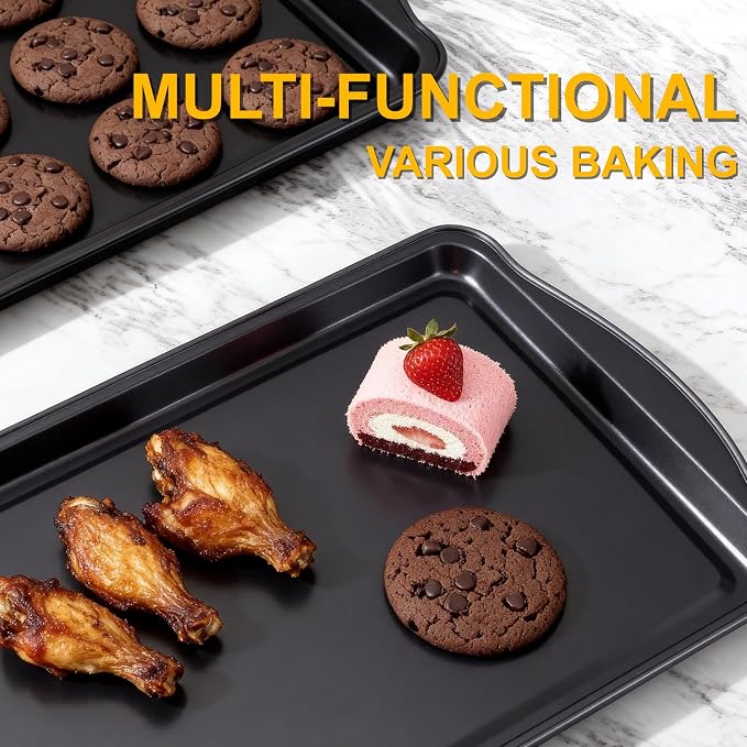 Baking Sheet Set of 2-17" x 11" x 0.5" Carbon Steel Cookie Sheet - Image 6