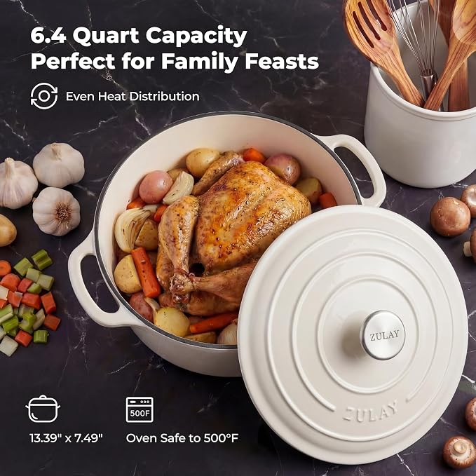 Zulay Kitchen 6 Quart Enameled Cast Iron Dutch Oven Pot - Image 6