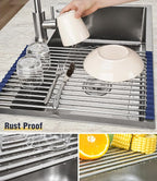 Tomorotec 17.7" x 12.5" Roll Up Dish Drying Rack Over Sink Drying Rack Sink - Image 2