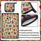Bencailor 6 Pcs Vintage Wildflower Kitchen Towels Oven Mitts and Pot Holders - Image 5