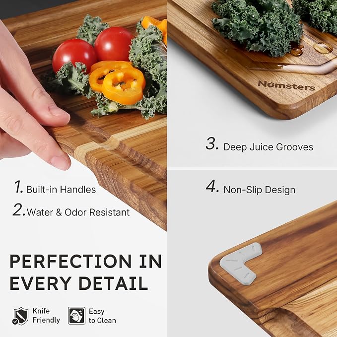 3 Pack Teak Wood Cutting Board Set - Image 6