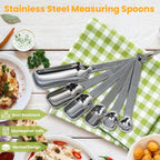 Stainless Steel Measuring Spoons Set of 11, Includes 6 Rectangular Measuring - Image 5