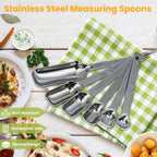Stainless Steel Measuring Spoons Set of 6, Rectangular Metal Measuring Spoons - Image 2