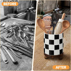 Kitchen Utensil Countertop Holder Checkered Utensil Crock - Image 3