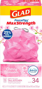 Glad Tall Kitchen Trash Bags 13 Gallon, MaxStrength Cherry Blossom Garbage Bags - Image 10