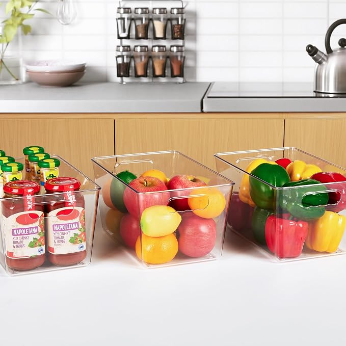 YIHONG Clear Plastic Storage Organizer Bins, 4 Pack Pantry Food Storage Bins - Image 8