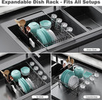 Dish Drying Rack in Sink: Expandable, 3-Slot Utensil Holder, Anti-Slip Handle. - Image 3