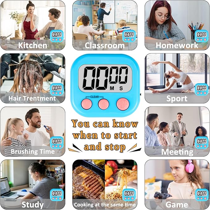 ZILLEEN 6 Pack Kitchen Timers for Cooking Digital Classroom Timers for Kids - Image 5