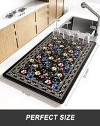 Rnivvi Dish Drying Mat for Kitchen Counter, XL 15 x 24" Cute Flower Theme Super - Image 2