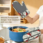 Red Cardinal Birds Oven Mitts and Pot Holders Set of 4, Kitchen Glove Heat - Image 4